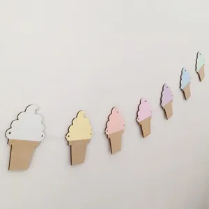 Figurines décoratives de style nordique de style glace en forme de crème glacée banc de baby shower anniversaire décorations de fête en bois mur suspendu