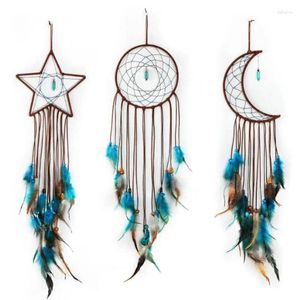 Decoratieve beeldjes Noordse stijl Wind Chimes Star Moon Feather Wall Hangende ornamenten Craft geschenken voor vriend buiten indoor hanger