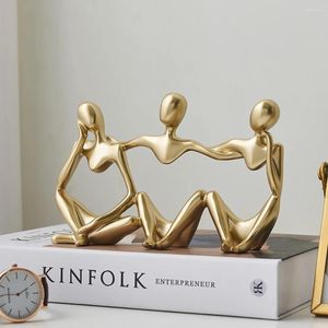 Figurines décoratives Nordic Thinker Statue Ornement Decor Home Decor Sculptor Art Trio Trio moderne Artisanat à la main pour Office Decora