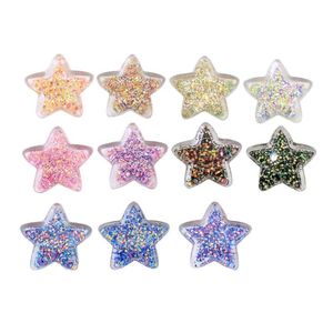 Figuritas decorativas Objetos 35MM Estrella brillante grande Resina Flartback Cabujones Adornos brillantes para la decoración del centro del arco del cabello DIY