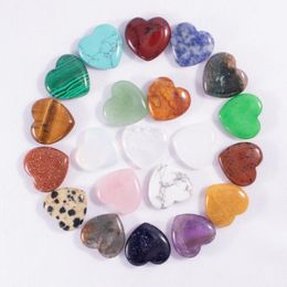 Decoratieve beeldjes Objecten 7 stcs 30 mm natuurlijke kristal hartvormige steen liefde genezing reiki minerale edelstenen heldere kwarts tijger eye jood