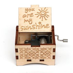 Figurines décoratives Objets Noir You Are My Sunshine Music Box Antique Sculpté En Bois Musical Cadeau De Noël Saint Valentin Anniversaire GiftDecor