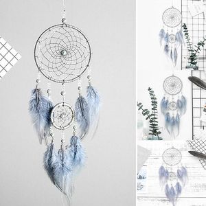 Decoratieve beeldjes Objecten Blue Feathers Dream Catcher Fashion Home Decoratie Ornament Birthday Gifts For Girls Und Sale