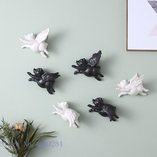 Figurines décoratives Objets Créativité Céramique Piggy Fond Ornements Muraux Dessins Animés Noir Et Blanc Simulation Animal Enfants Roo