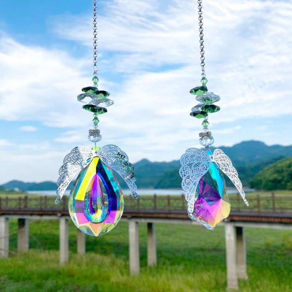 Figurines décoratives objets cristal ange aile suspendu métal pendentif maison jardin voiture décor pour fenêtre rideaux lampe cadeaux