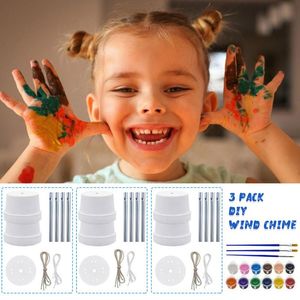 Decoratieve beeldjes Objecten Diy Wind Chime Kit Kinderhandgeschilderde keramische ambachten graffiti voor huizentuin Courtyard Decoratie Hangi