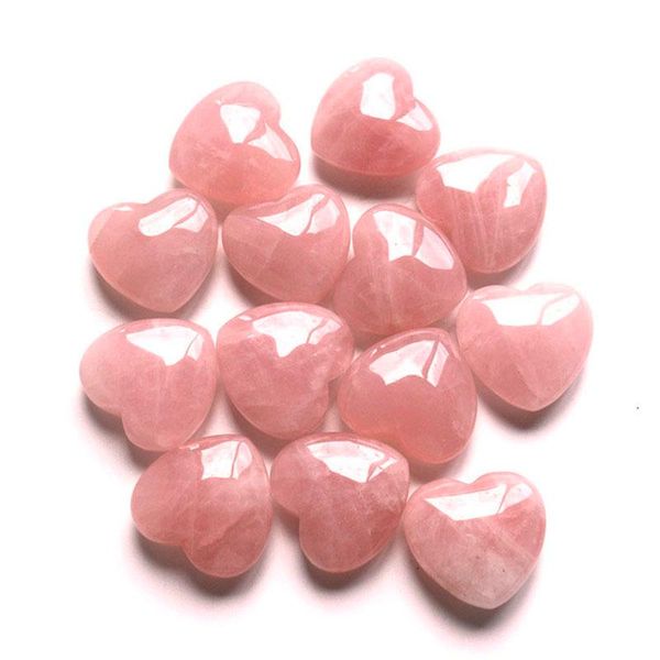 Figurines décoratives objets électroplatage coeur de quartz rose sculpté à la main cristal naturel pour la fabrication de pendentifs ou de souvenirs de mariage pour les invités