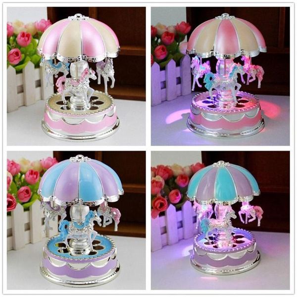 Figuritas decorativas objetos para niñas caja de música Merry Go Round LED 6 7 8 9 10 11 años chico cumpleaños juguetes regalos decorativos