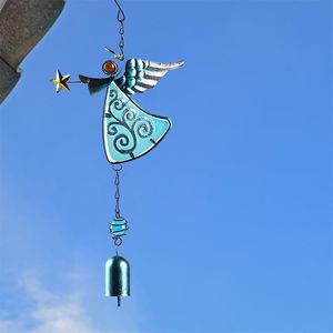 Decoratieve beeldjes Objecten Metal Angel Hangende decoratie Ornament Bells Wing Wind Chimes Geschenken voor Home Garden Outdoor Decor Pendantsde