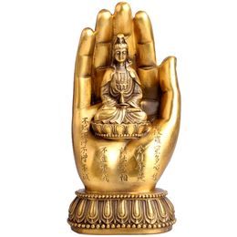 Decoratieve beeldjes objecten puur koper boeddha hand guanyin ornamenten guan yin standbeeld boeddhistische bodhisattva woningdecoraties avalokitesvar