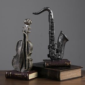 Figurines décoratives objets rétro classique Instruments de musique décoration salon maison fenêtre résine artisanat