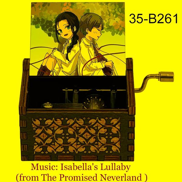Figurines décoratives Objets en bois Black Isabella's Lullaby Music Anime Promised Neverland Box Color Print For Fans Friends Christmas