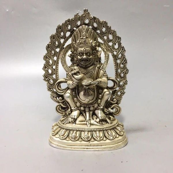 Figurines décoratives vieux Tibet chinois argent Hdiamond bouddha Statue