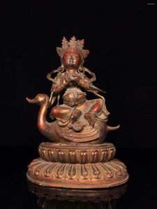 Figurines décoratives Old Copper Tibetan Ride the Swan Tara Bouddha Statue