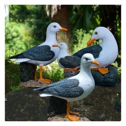 Decoratieve beeldjes buiten hars zeemeeuw vogels ambachten mediterrane stijl ornamenten tuin simulatie dier sculptuur accessoires