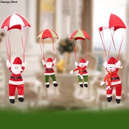 Decoratieve beeldjes Parachute Santa Claus Creative Mall Party Funny Decoration Hanger Kerstspel Sneeuwman Leuke ornamnets
