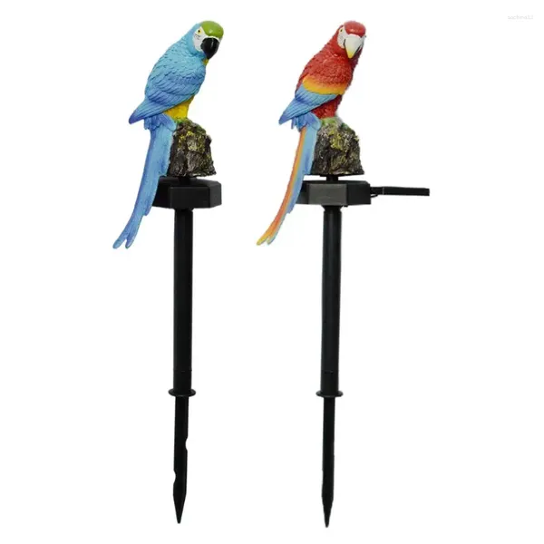 Figuritas decorativas, estatua de loro, adorno de luces LED con energía Solar, lámparas para exteriores para fuente, Patio, camino