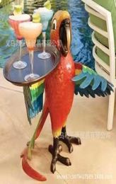 Figurines décoratives Parrot serveur assiette créative Art Résine Ornaments
