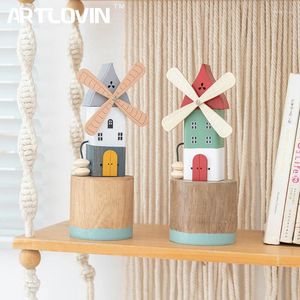 Figurines décoratines style pastoral Rotary Wind Mouill Maison charmante Cottage Home Decor Nordic Children's Room Armoire de bureau Décoration du bureau