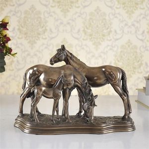 Figurines décoratives Pâch de chevaux de chevaux statue résine et cuivre ménage bronco sculpture poney ornement maison décor artisanat cadeau d'anniversaire cadeau