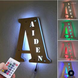 Figuras decorativas, luz LED nocturna personalizada con 26 letras del alfabeto, lámpara personalizada para habitación de bebé y niño, regalo de vacaciones