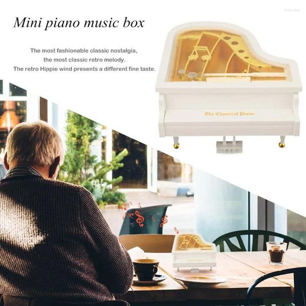 Figuras decorativas Modelo de piano Caja musical grabada Music Music Music Party Props Householing Ornaments para recuerdos