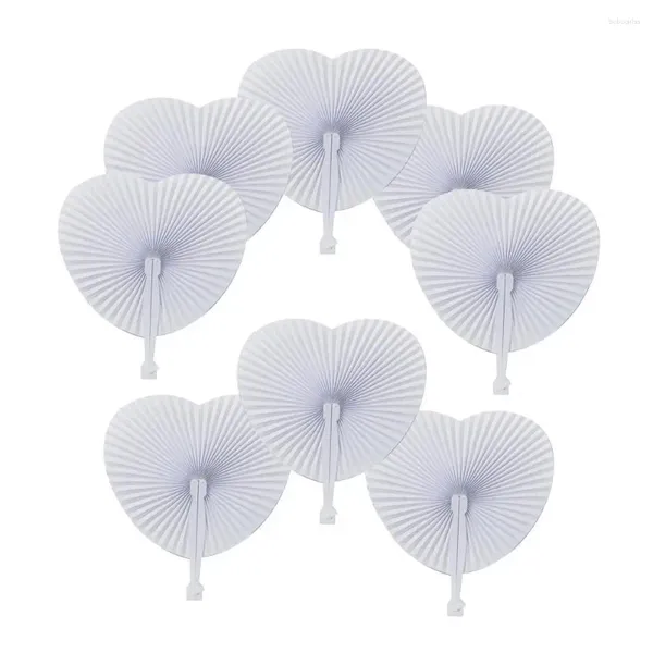 Figurines Figurines Plastique Proporation de manche Ensemble de 5 ventilateurs Love Heart Fans Papin blanc DIY Paper main tenu pour les performances de danse d'été Po Accessoires