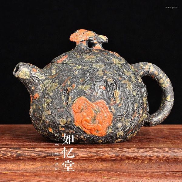 Figurines décoratives fleur de prunier Jade pierre magnétique santé thé bouilloire Gongfu thé cérémonie chinoise naturel Jades théière à café