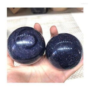 Figuras decorativas, bolas de piedra arenisca azul pulidas, piedras curativas espirituales de cristal a la venta