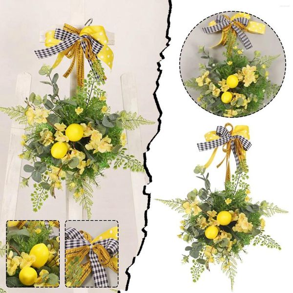 Figuras decorativas Pretty Comy Spring Lemon Streamer Reddeded Wall Wall Home Imiting Flower Garland Lighted Wreath for Car