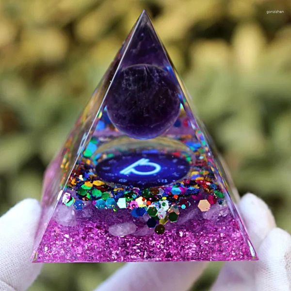 Figurines décoratifs Produit 12 Constellation Balance Balance Crystal Stone Stone Pyramid Home Resin Arat Héricraft Office Decoration