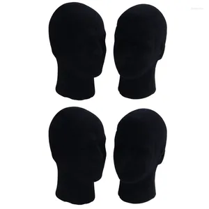 Promotion Figurines Décoratives ! Tête de Mannequin en polystyrène noir pour hommes, support factice, présentoir de magasin, chapeau 4 X