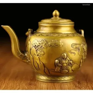 Figurines décoratives Pur Copper Brass Kettle Ornements Dragon et Phoenix TEAPOT VIN DÉCORAGE
