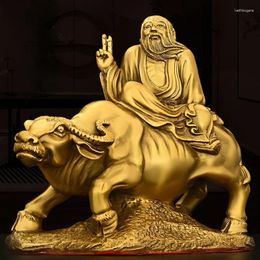Figurines décoratives Pure Statue en bronze en cuivre de Laozi Équuste un personnage de taure