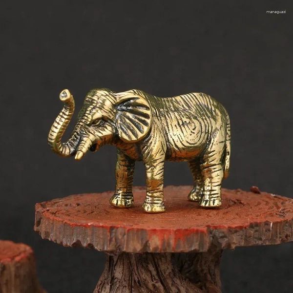 Figuras decorativas Elefante de cobre puro Estatua pequeña Feng Shui Ornamentos hechos a mano Artesanía de animales Decoración del escritorio de la oficina del hogar