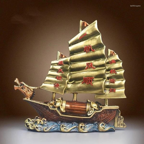 Figuras decorativas de cobre puro navegación de decoraciones sin problemas de apertura de la casa Dragon Boat Boat Regalos Gabinete de vinos Sala de estar Familia