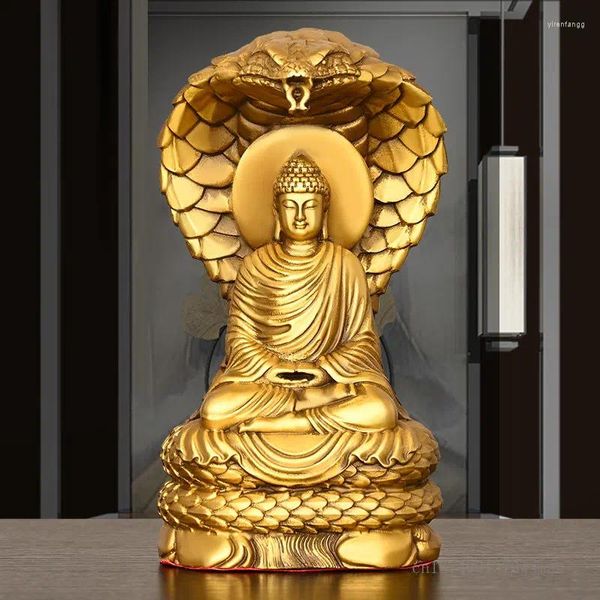 Figuras Decorativas Cobre Puro Sakyamuni Serpiente Hada Buda Estatua Decoraciones Hogar Sala De Estar Decoración Regalos Escultura