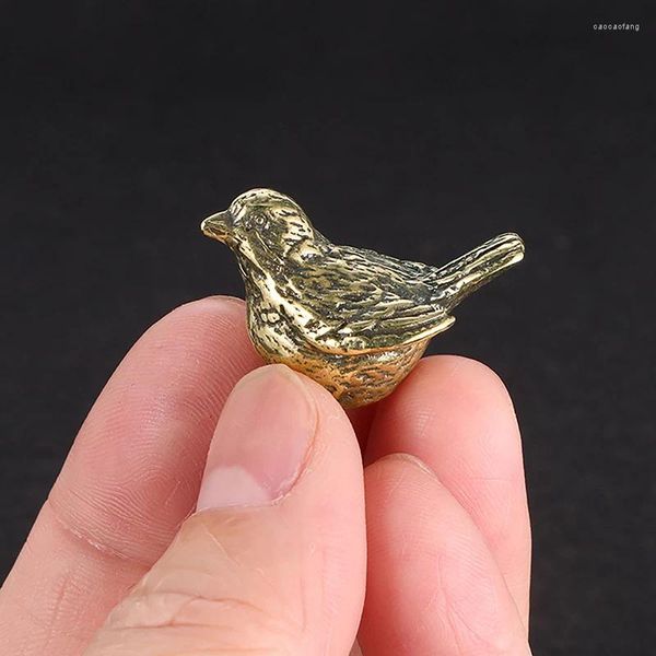 Figurines décoratives Pur Copper Sparrow Ornements antique et amusant Bird Tea Pet Decorations Brass Animal Miniatures Craft