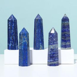 Decoratieve beeldjes Pure Natural Afghaanse lapis lazuli enkele puntige kolom Zes Prism Home Decoration ornamenten