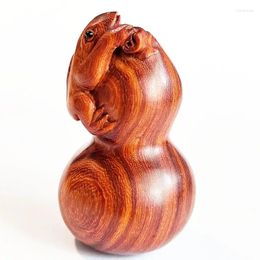 Decoratieve beeldjes Q4827 - 5 cm handgesneden rode sandelhout Netsuke kikker op kalebas