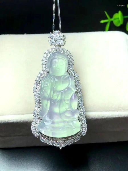 Figurines décoratives Qualité Birmanie Jade Bless God Pendant Guan Yin Amulet Incru