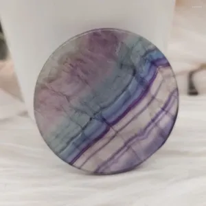 Decoratieve beeldjes Zeldzame natuurlijke gekleurde fluoriet gepolijste kristallen plakjes genezen stenen schijf