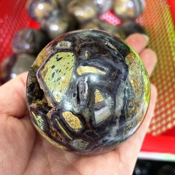Figuras Decorativas Rara Esfera De Piedra Púrpura Natural Fluorita Y Sugilita Mineral Paragénesis Bola Cristales Durse Cuarzo Colecciones Indie