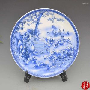 Figurines décoratives Rare vieille assiette de porcelaine chinoise blanc et bleu jeu de jeu pour enfants peinture à la main Décoration / collection / artisanat