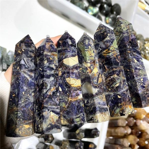 Figuras decorativas Gemlones Púrpuras Raras Sugilita Fluorita Asociación de minerales Torre Torre de cuarzo de cristal Colección de curación