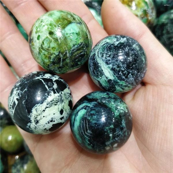 Figurines décoratives véritables pierres précieuses naturelles lasionite minérale boule de quartz cristal belles sphères motif globe pierre de méditation Reiki