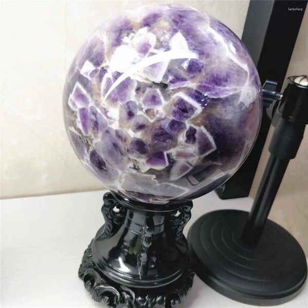 Figurines décoratives Real Dream Natural Dream Amethyst Ball Sphère Quartz Reiki Stone Stone Crystal Living Room et Accessoires de décoration