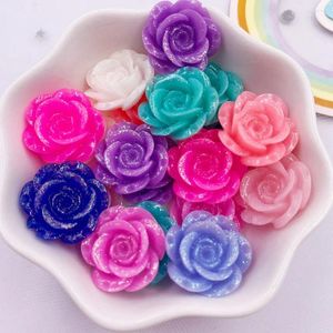 Figurines décoratives Résine 18mm Paillettes Rose Flatback Grande Fleur Strass Gemmes 10Pcs Scrapbook DIY Ornements pour La Maison Applique Artisanat OF578 L