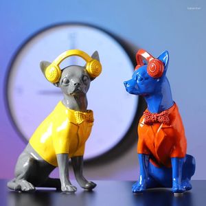 Figurines décoratives résine abstraite chihuahua chien figurine statuette sculpture animal statue braftop artisan home salon ornements