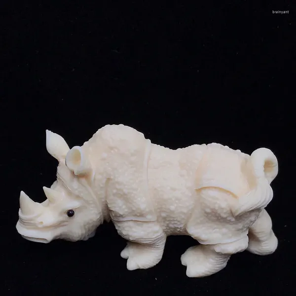 Figurines décoratives en résine de rhinocéros, Sculpture faite à la main, décorations mignonnes pour la maison, le bureau et la voiture, petit cadeau caractéristique